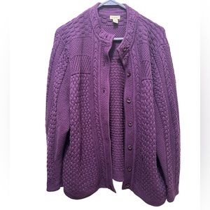 L.L. Bean purple cable knit cardigan in women’s 2X